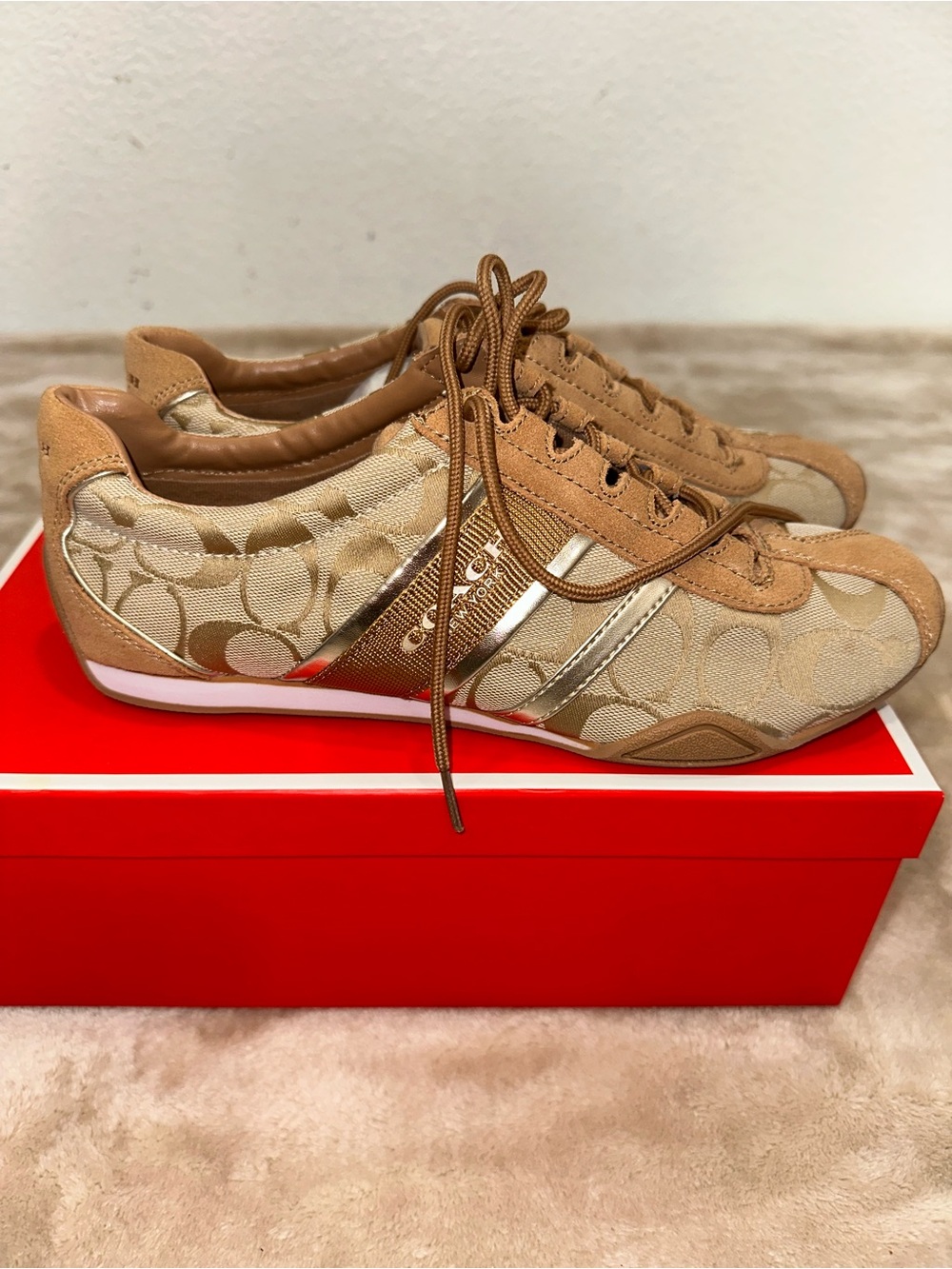 Coach Beige & Brown Signature Runner Sneakers - Women's - Picture 3 of 7